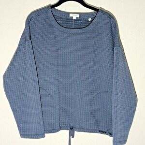 Max Studio London Sweater Womens L Gray Textured Pullover Long Sleeve Top